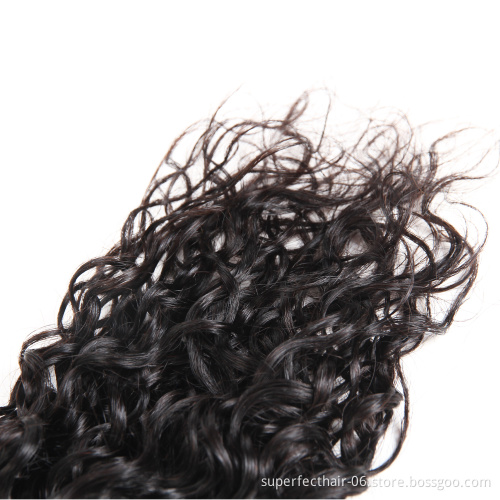 Factory Raw Virgin Indian Human Hair Bundles Water wave Hair waving with13*4 Lace Frontal